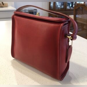 Vintage Coach Hard To Find Red Leather Geometric Bag #9043 Handbag With Hangtag